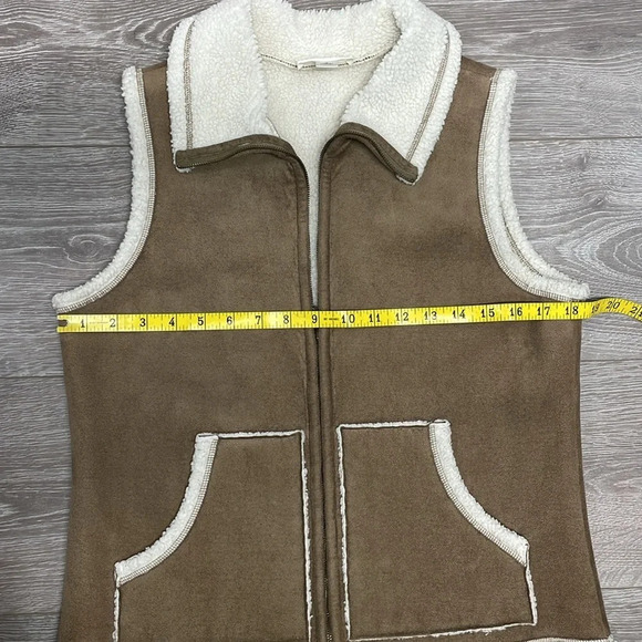 Ann Taylor Loft Faux Suede Sherpa Collared Vest M - Picture 5 of 13